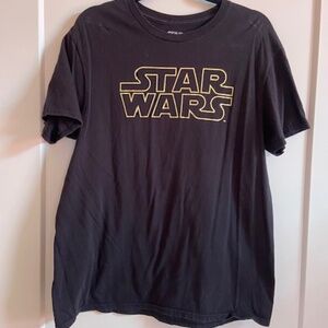 Official STAR WARS t shirt logo vintage tee shirt black and gold size Large L.